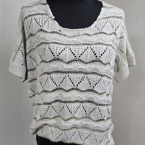 Carducci Open-Knit Short Sleeve Sweater – Size L (NWT)